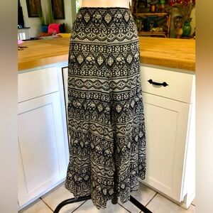 LANNA Black & Gray Elephant Thai Harem Wide Leg Pants NWT S 26”